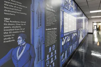 Looking at the full length of the bicentennial mural 